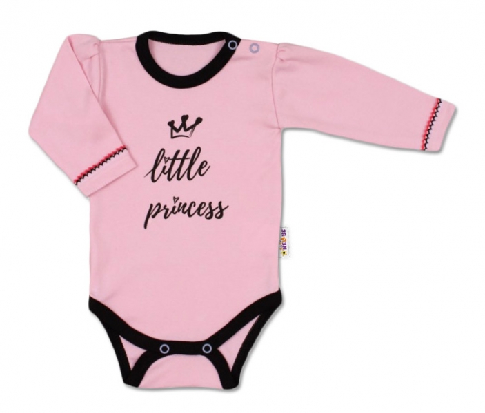 Levně Baby Nellys Body dlouhý rukáv, růžové Little Princess Velikost koj. oblečení: 80 (9-12m)