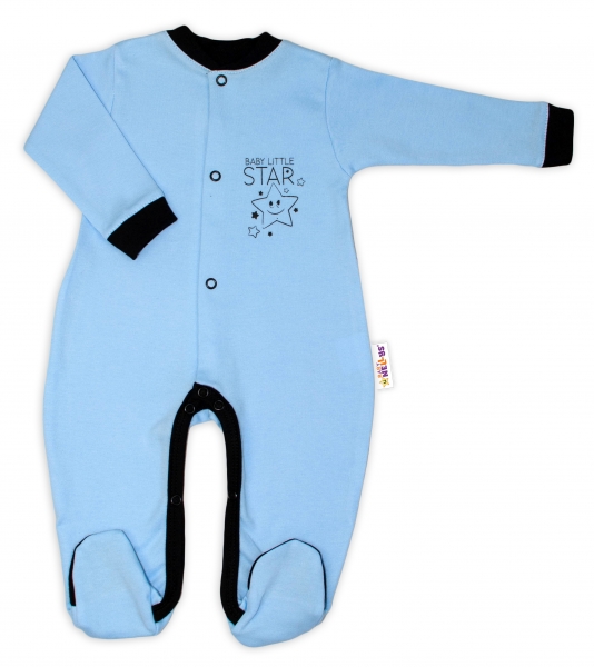 Levně Baby Nellys Bavlněný overálek Baby Little Star - modrý Velikost koj. oblečení: 50 (0-1m)