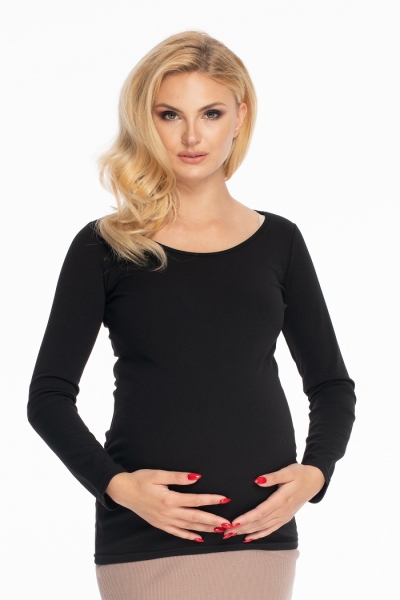 Be MaaMaa Těhotenské tričko s dl. rukávem - černé Velikosti těh. moda: L/XL