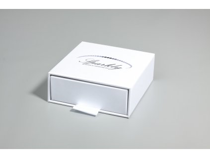 Bílá dárková krabička Luxury s metalickým povrchem