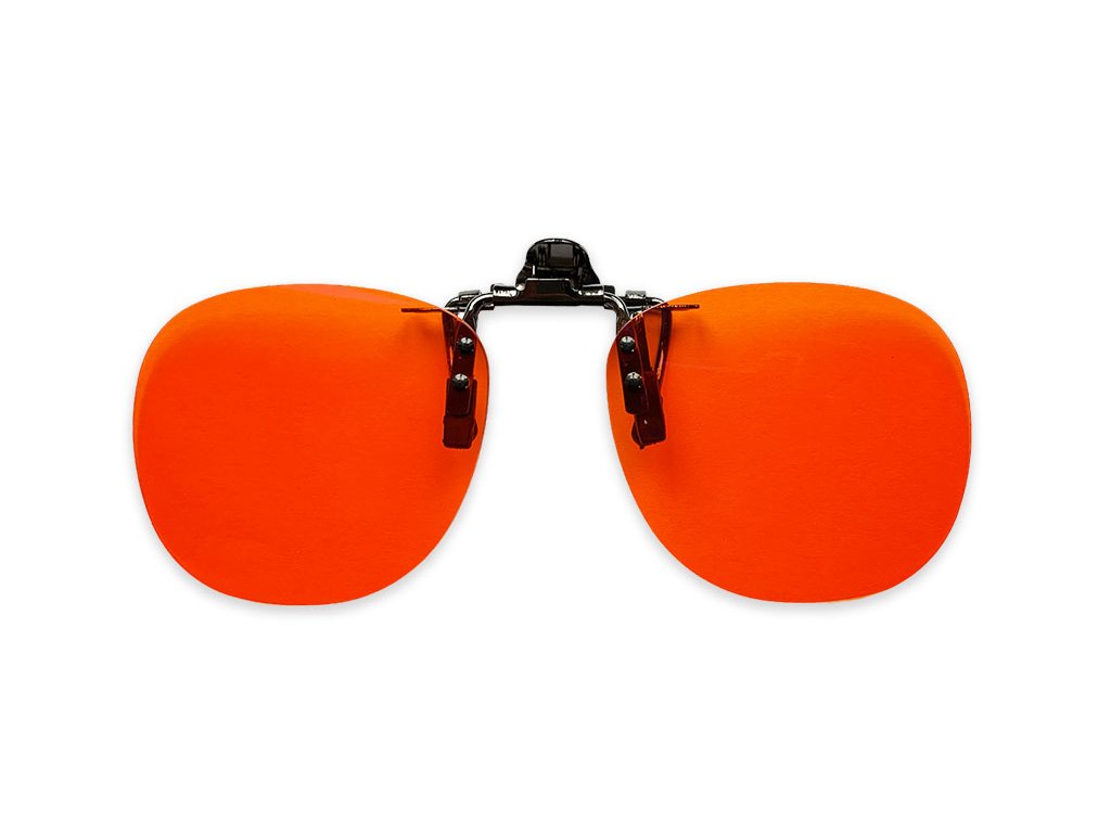 Oranžové klipy proti modrému světlu na brýle