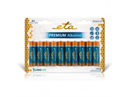 Baterie alkalická ETA PREMIUM ALKALINE AA, LR06, blistr 10ks