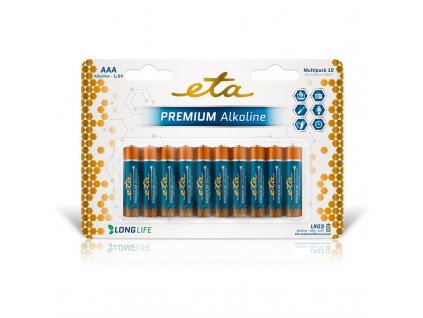 Baterie alkalická ETA PREMIUM ALKALINE AAA, LR03, blistr 10ks
