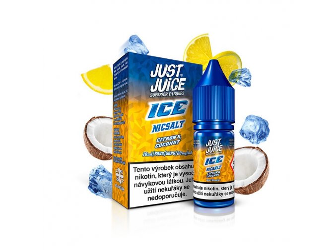 Just Juice Salt - E-liquid - ICE Citron & Coconut (Ledový citrón s kokosem) - 20mg, produktový obrázek.