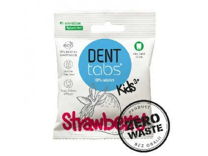DENTTABS přírodní dětská zubní pasta v tabletách bez fluoridu jahoda 10 000 ks Zero waste balení