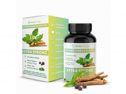Herbs Energy Ashwagandha – extrakt z kořene 800 mg, 90 kapslí