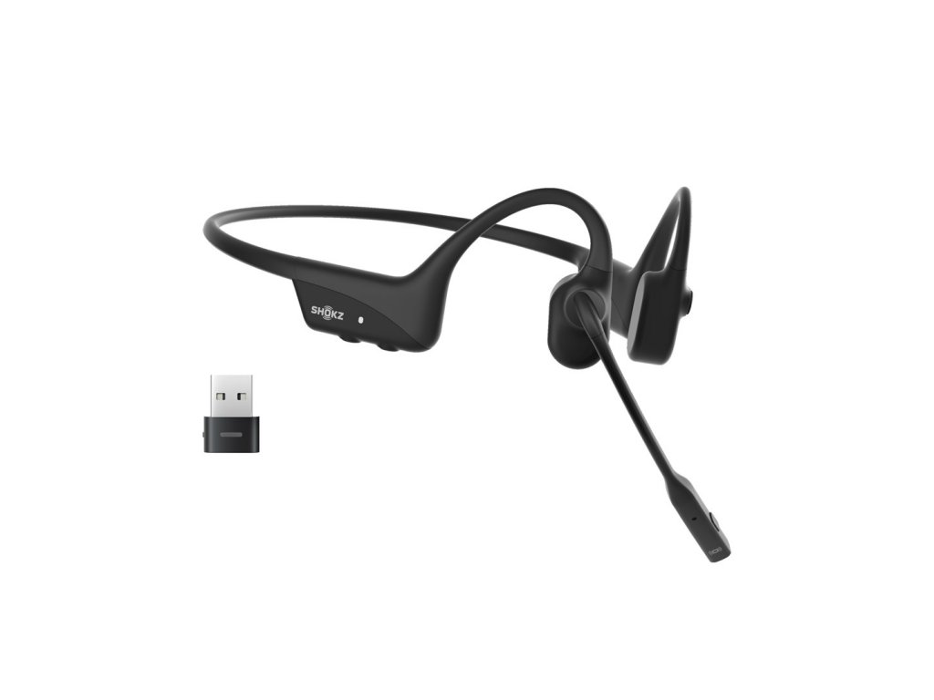 SHOKZ C110-AA-BK sluchátka / náhlavní souprava Sluchátka s mikrofonem Bezdrátový Za ucho Kancelář / call centrum USB Typ-A Bluetooth Černá
