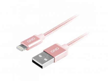 GND GNDLIGHTN100MM09 USB-A Lightning MFI 1m opletený ružový Kabel