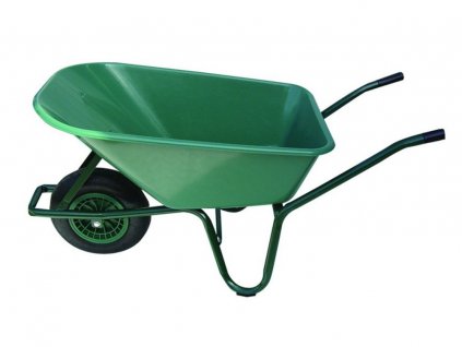 Kolečko zahradní, do 80 kg, 100 l plastová korba zelená, nafukovací kolo