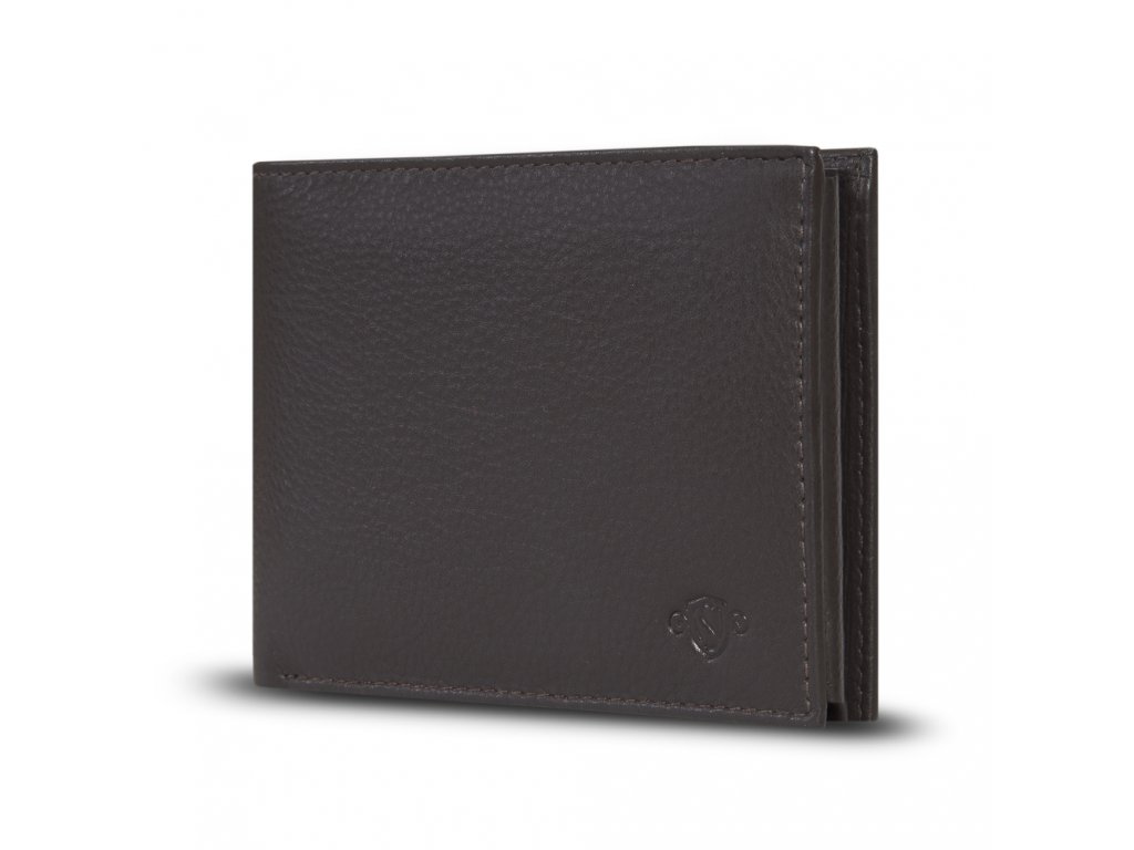 Elegantní kožená pánská peněženka RFID horizontální; hnědá