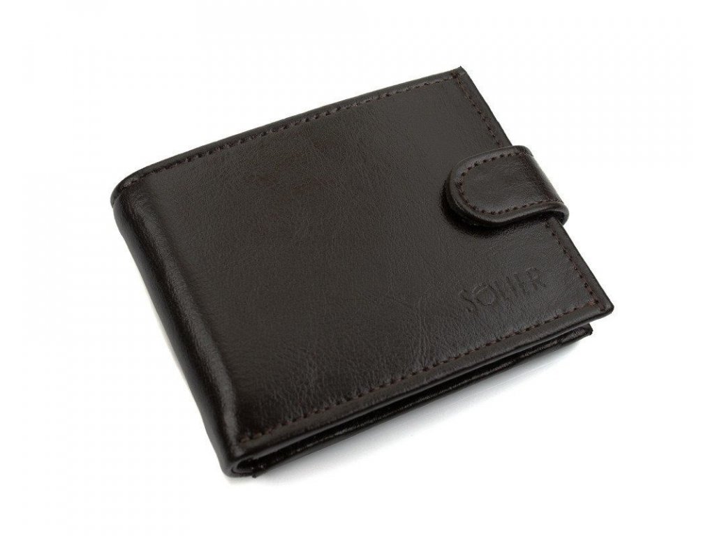 Elegantní kožená pánská peněženka; hnědá