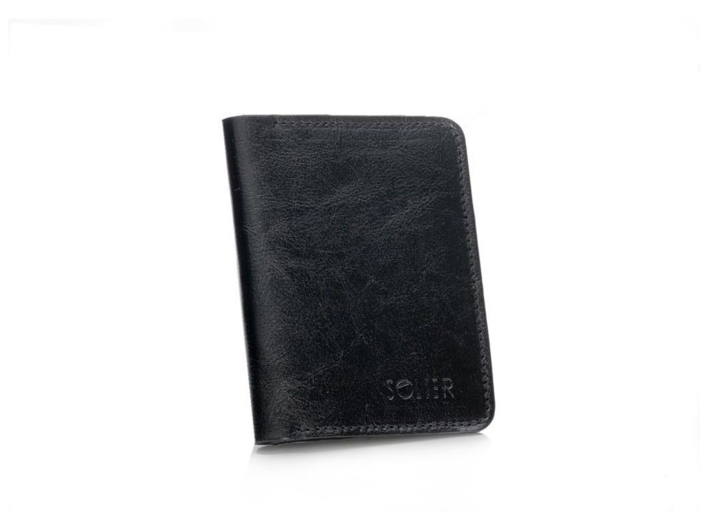 Tenká kožená pánská peněženka s mincovníkem; černá