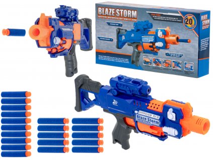 Blaze Storm penová puška + zameriavač + 20 šípov modrá
