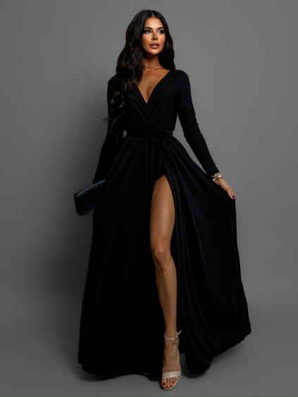 Černé dlouhé elegantní šaty JOELLIAN