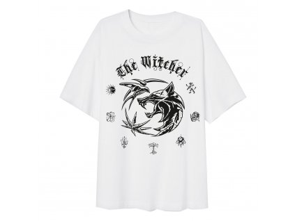 Dámské oversize tričko The Witcher|Zaklínač: Symbol (M) bílá bavlna