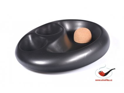 Dýmkový popelník keramický na 2 dýmky černý matný
