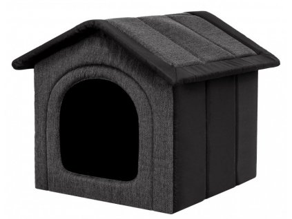 Látková bouda pro psa grafitová s černou1