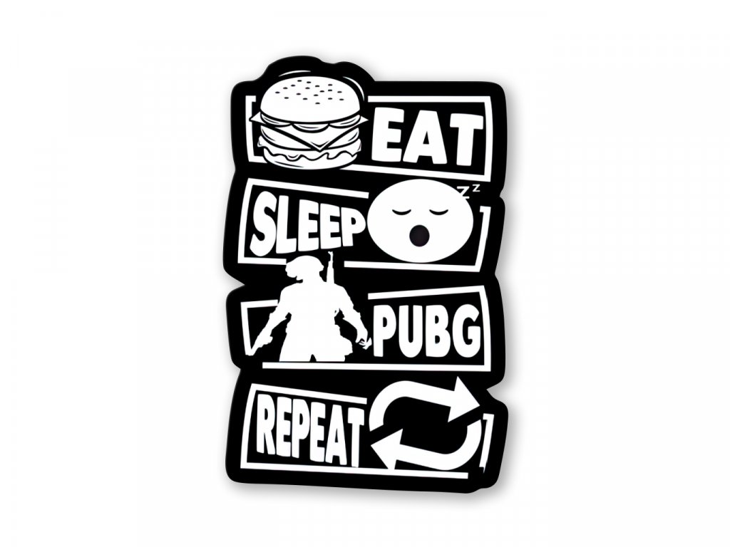 Samolepka Eat Sleep PUBG Repeat