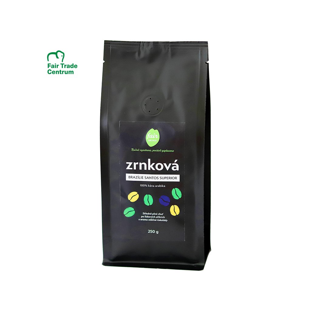 Fair trade zrnková káva Brazílie Santos Superior, 250 g
