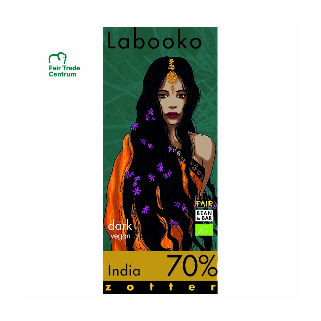 Fair trade bio horká čokoláda Zotter Labooko India 70% kakaa