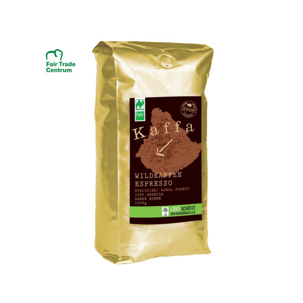 Fair trade bio divoká káva Kaffa espresso pražení, 1 kg