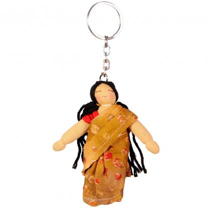 Fair trade Hadrová panenka Indická dívka v sárí dolls4tibet přívěsek