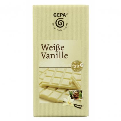Fair trade bílá čokoláda s bourbonskou vanilkou Gepa