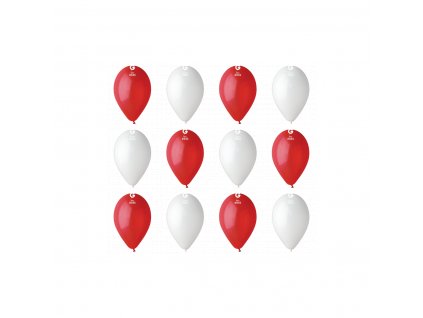 Balónky latexové 26cm, červené a bílé odstíny, 12ks