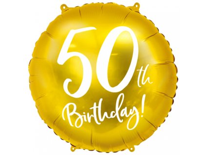 Fóliový balónek kruh 45cm, 50th Birthday zlatý