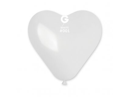 Latexový balónek srdce 25cm, bílé