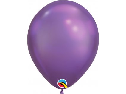 Latexový chromový balónek 28cm, fialový lesklý
