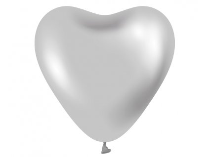 Latexový chromový balónek srdce 30cm, stříbrné, 6 ks