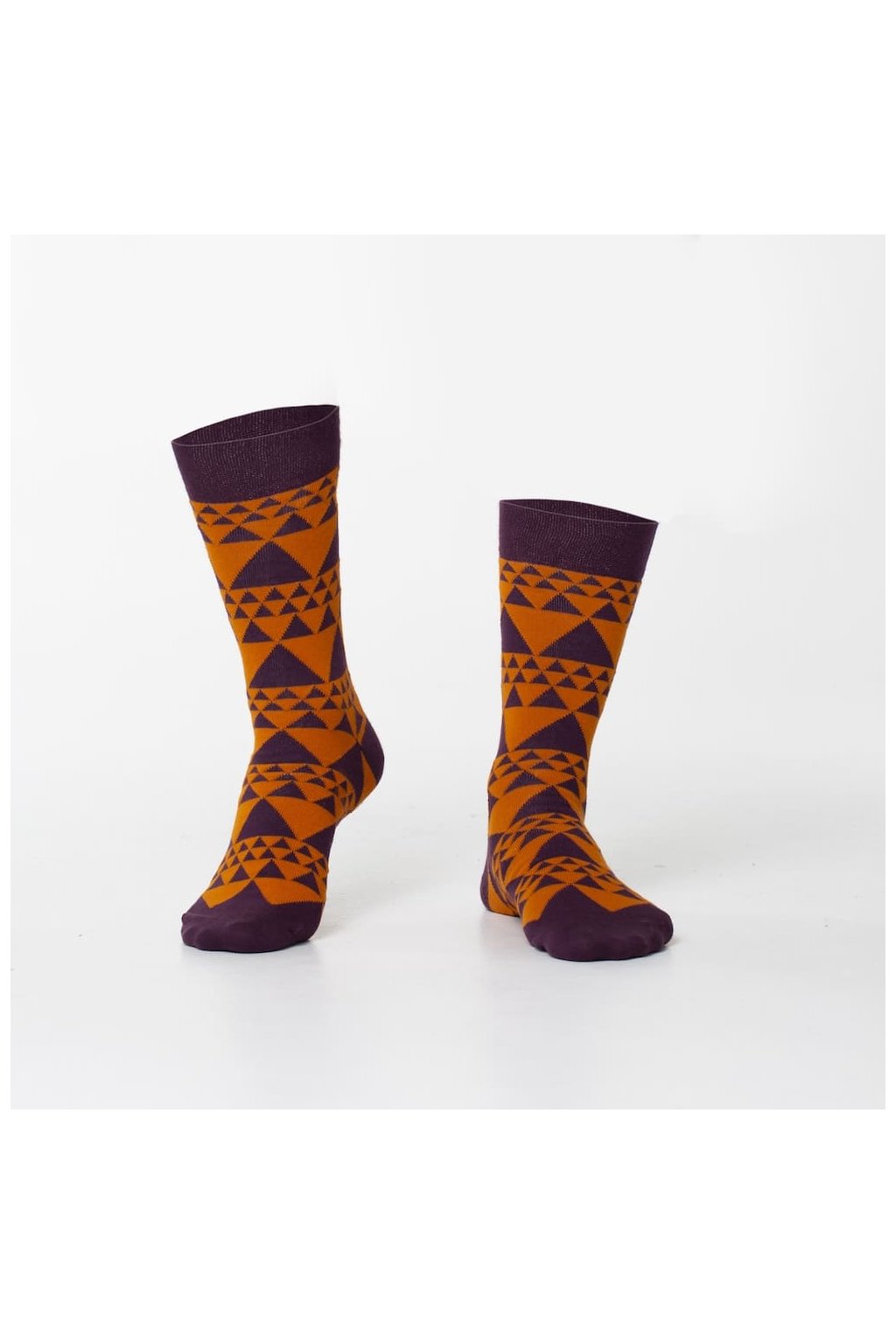 Dámské klasické cihlové ponožky s trojúhelníky
