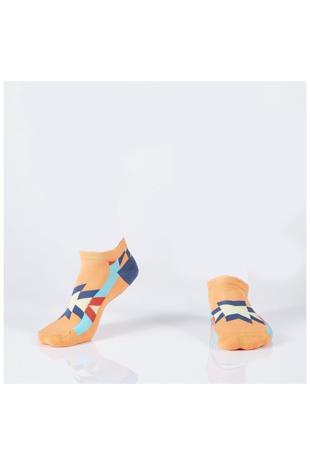 Dámské krátké oranžové ponožky s Aztéckými vzory