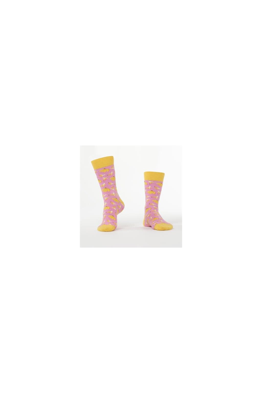 Růžové pánské ponožky Fasardi s motivy banánů