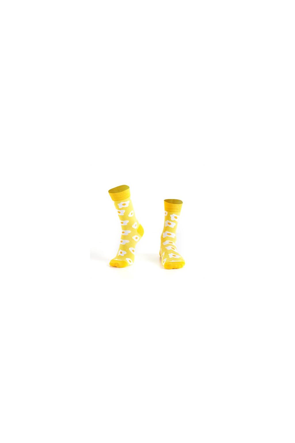 Žluté krátké dámské ponožky Fasardi se vzorem vajec