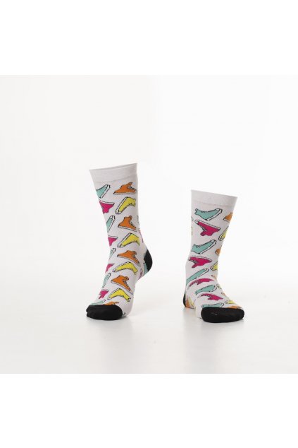 Bílé dámské ponožky Fasardi s barevnými vzory