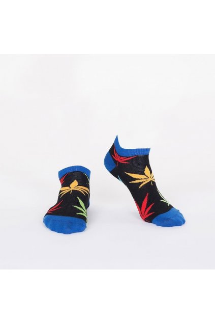 Černé dámské krátké ponožky Fasardi se vzory listů