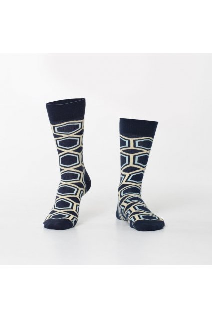 Barevné pánské ponožky Fasardi s geometrickými vzory modré