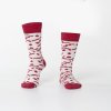 Dámské klasické ponožky krémové s vínovými vzory