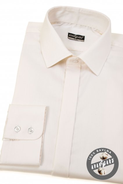 Pánská košile SLIM s krytou légou smetanová/ivory 132 - 225