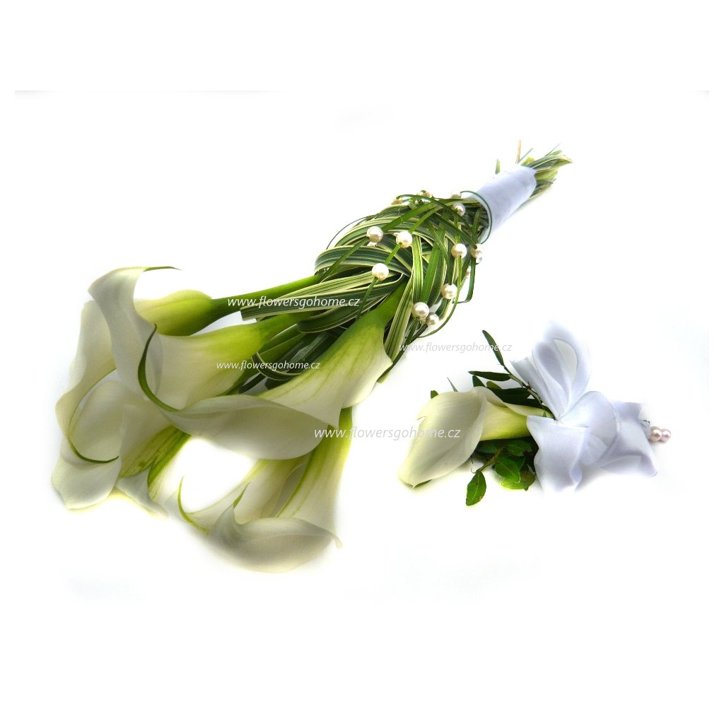 Svatební kytice bílé Cally