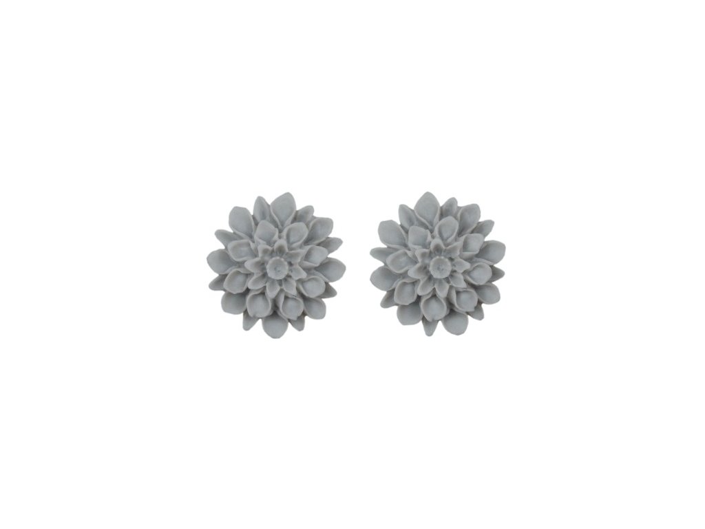 silver grey flowerski barevne nausnice