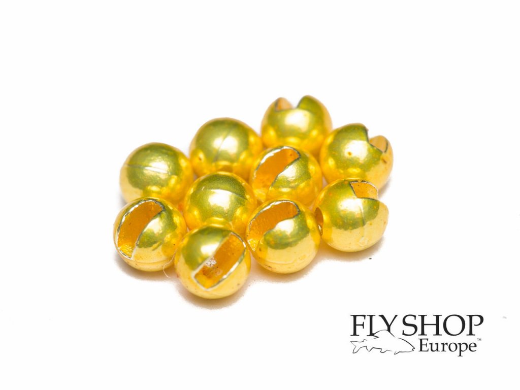 FS Europe Slotted Tungsten PLUS Beads Small Slot - Metallic Yellow (10 Pack)