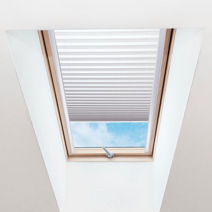 Roleta Plisé na střešní okna, s profilem Decor, Průsvitná, Světle šedá, P 008 detail