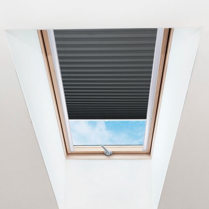 Roleta Plisé na střešní okna, s profilem Decor, Průsvitná, Tmavě šedá, P 011 detail
