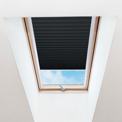 Roleta Plisé na střešní okna, s profilem Decor, Průsvitná,  Černá, P 012 detail