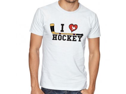 pánské bílé tričko miluji hokej