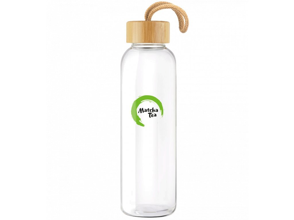 448 matcha glass bottle sklenena lahev z lime glass 0 5 litru s skvele tesnicim bambusovym vickem a s poutkem