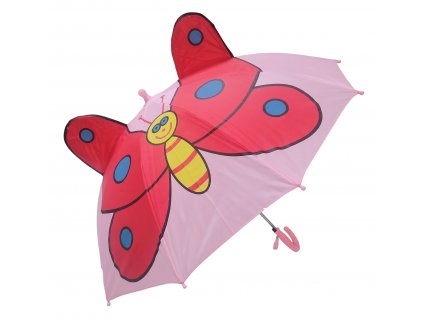Dětský deštník MOTÝL s 3D křídly automatický růžový